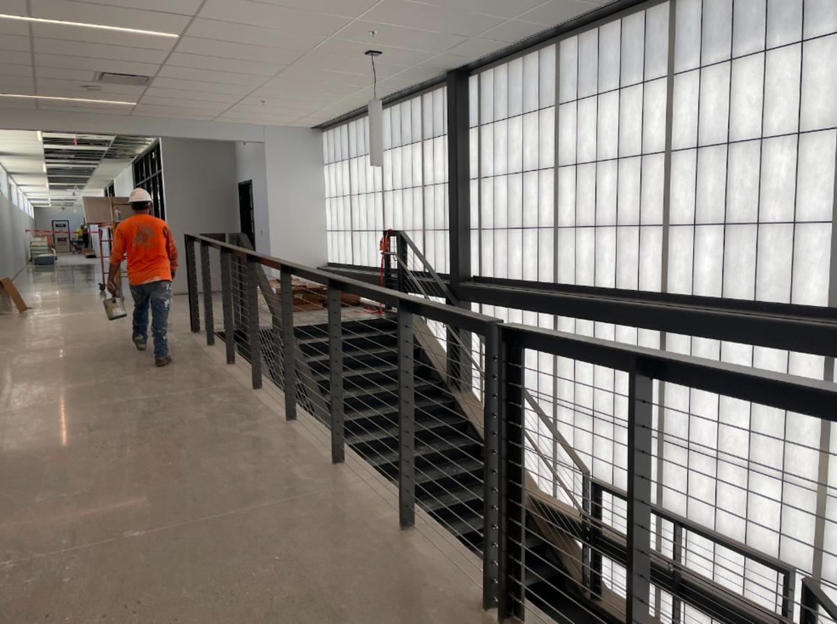 Natural lighting illuminates the hallways of the new Crismon High educational buildings.